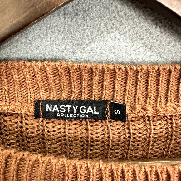 Nastygal collection Sweater Women Small Brown Pullover Shaker Stitch Cozy Goblin - Picture 2 of 6